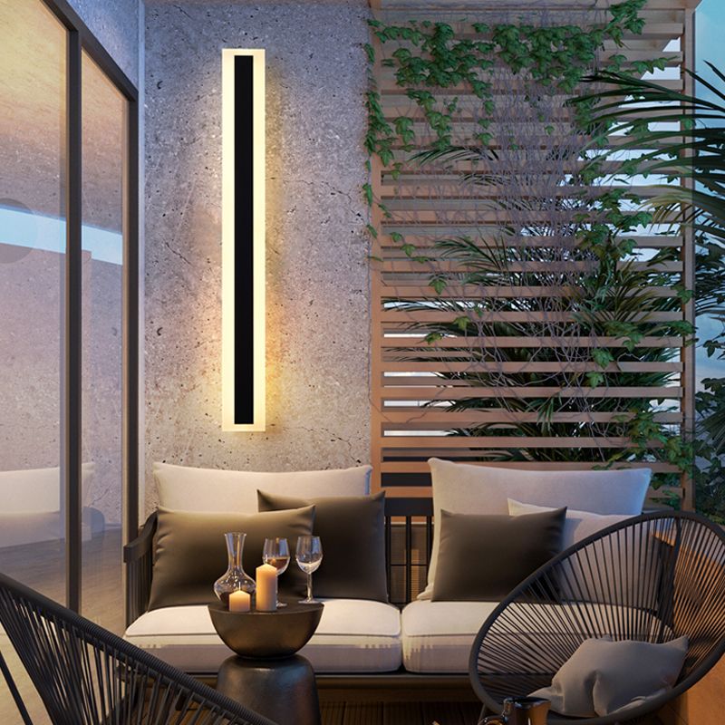 Forma lineal de metal apliques de pared estilo moderno 1 iluminación de montaje de pared de luz en negro