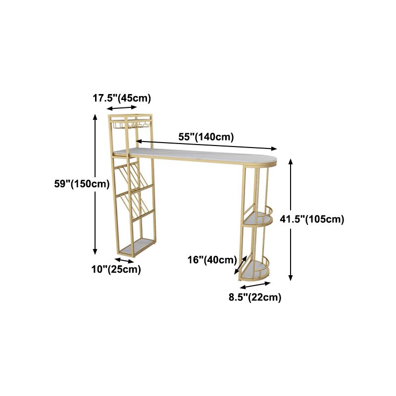 Glam Style Gold Iron Bar Table 41.3 "H TABLE DE BISTRO BISTRO BISTOIDE BLANC SPÉCIAL MARBRE H