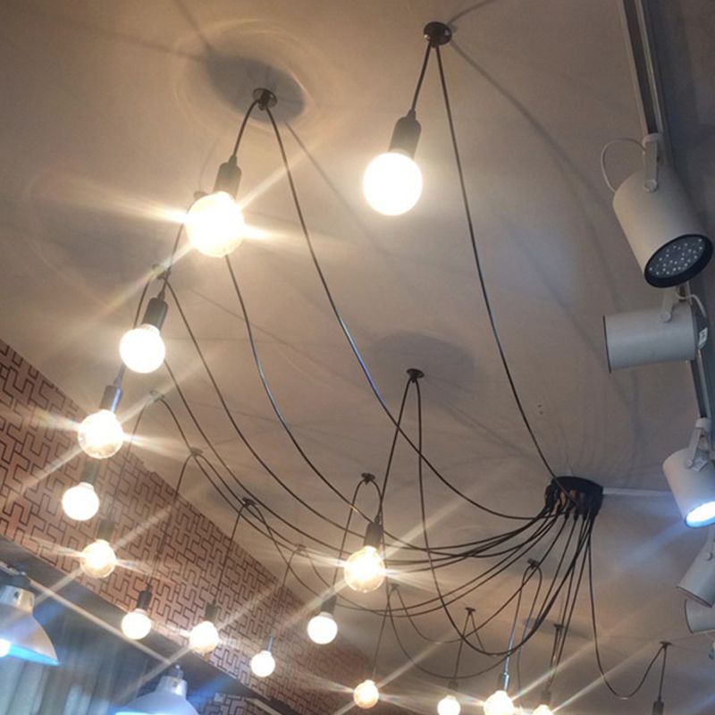 Luce a ciondolo a ciondolo a più luci in stile industriale in lampadina di bulbo per ristorante