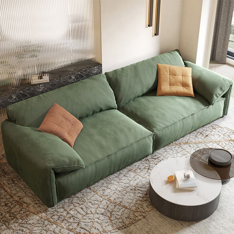 Stationary Slipcovered Living Room Pillow Top Arm Green Cushions Sofa