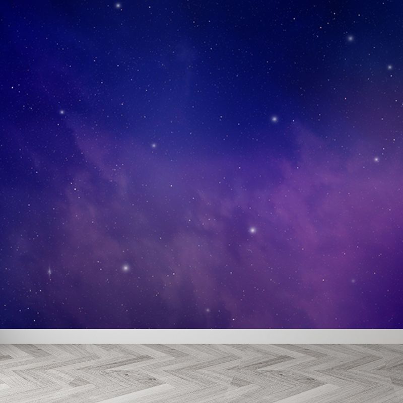 Modern Constellation Scene Wall Mural Non-Woven Stain-Proof Purple Wall Art for Dining Room