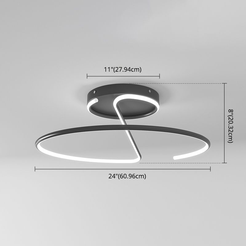 Luz de techo de aluminio de aluminio lineal Minimalismo Luz de techo de 1 luces Luz montada para sala de estudio