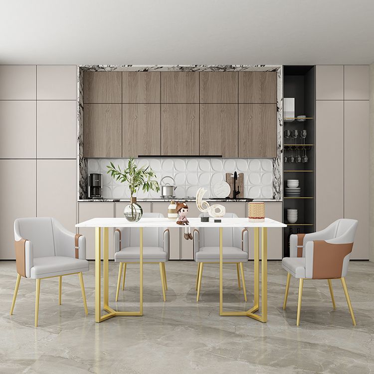 Nordic 1/4/5 Pieces Dining Set Sintered Stone Top Dining Table with Leather Chairs