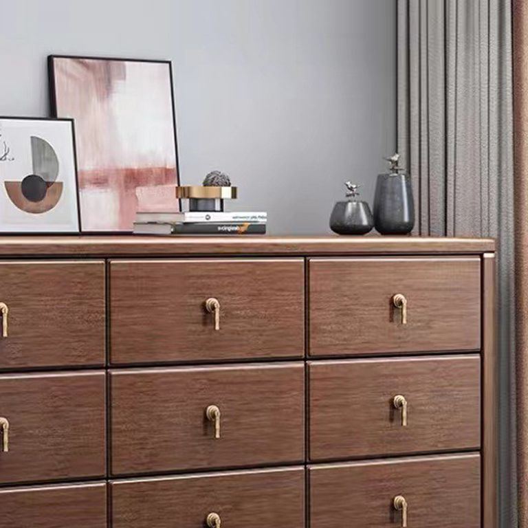 Mid Century Modern Chest Wood Rectangular Chest in Walnut Finish