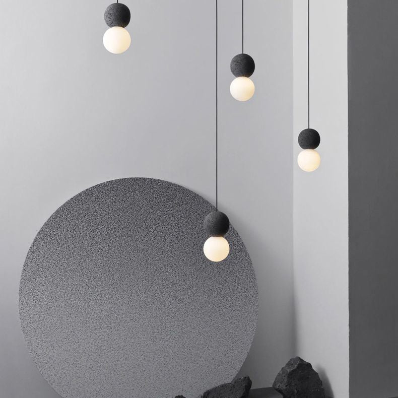 Round Terrazzo Mini Hanging Light Nordic Minimalism Style 1-Light Pendant for Bedside