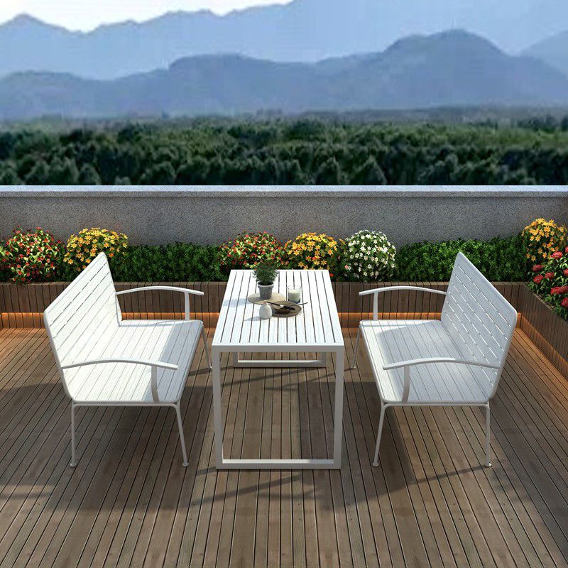 Modern Style 1/3 Pieces Rectangular Picnic Table Manufactured Wood Dining Picnic Table Set