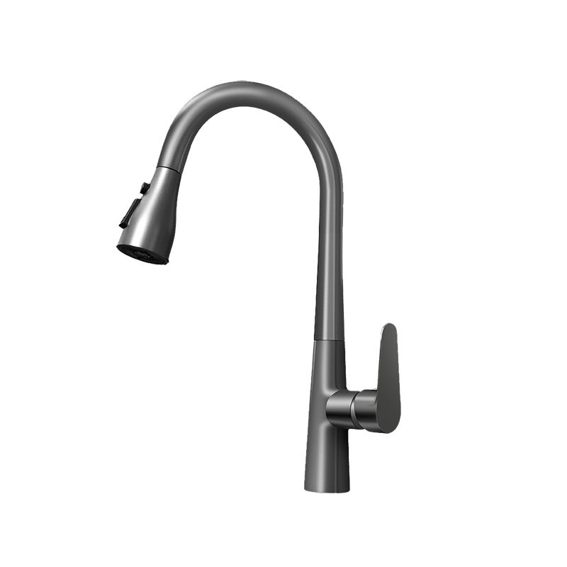 Modern Style Kitchen Faucet Lever Handle Copper Gooseneck Kitchen Faucet