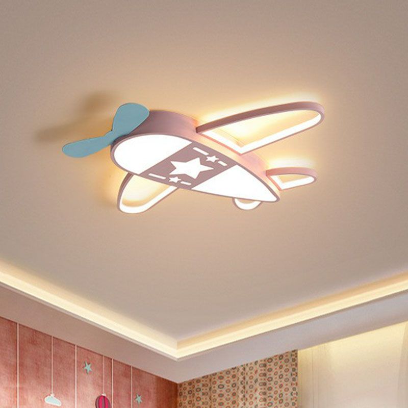 Minimalistische Vliegtuig Flush Licht Acryl Kinderen Slaapkamer LED Flush Plafond Licht Profiel