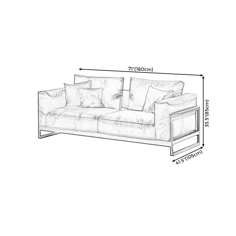 Sof industriel classique en cuir authentique 33,46 "High Square ARM SOFA & BOLSTER OREILLERS