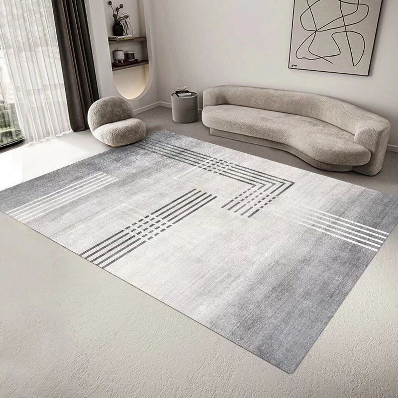 Beige Modern Rug Polyester Stripe Rug Stain Resistant Rug for Drawing Room