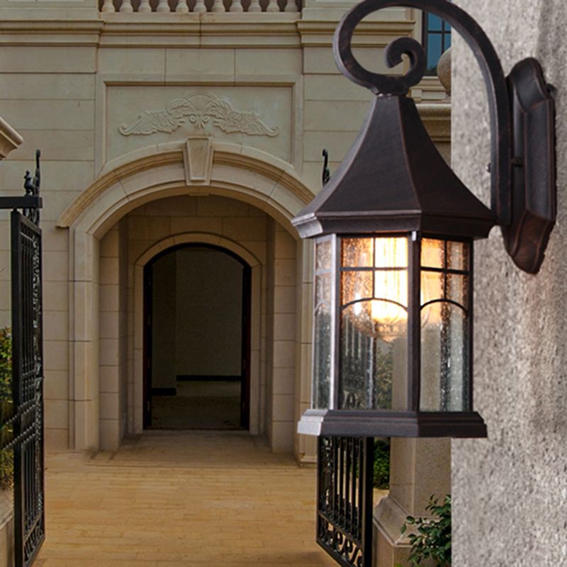 Vintage standvormige wandbevestiging Licht Licht enkel helder zaadglas SCONCE -armatuur voor de poort