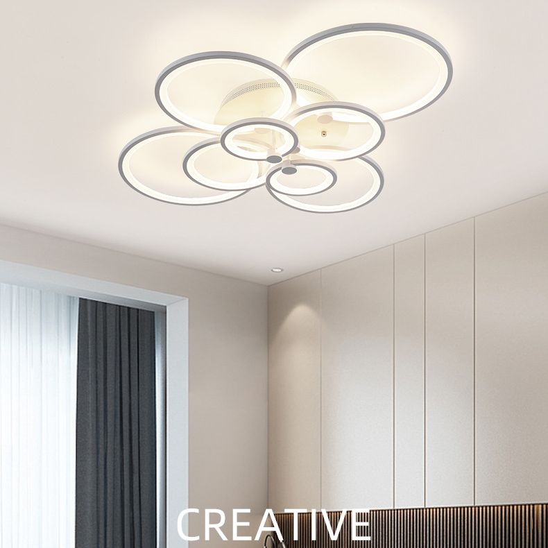 Overlapping Circles Acrylic LED Ceiling Light Contemporary Style Simplicity Lighting Fixture for Living Room