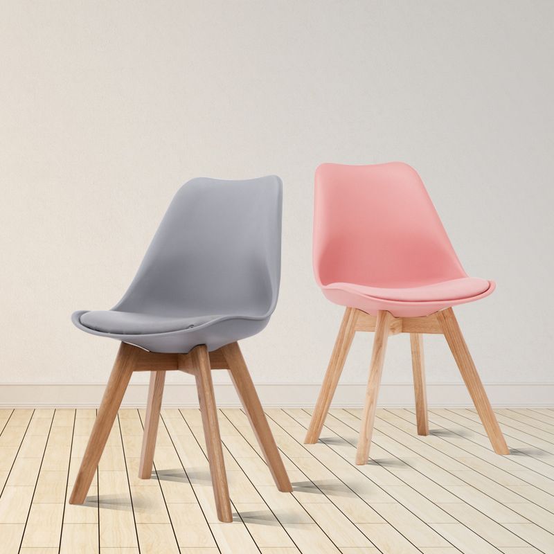 Silla lateral de Beech Parsons escandinavo de bossons Sillas de comedor de cuero (juego de 2)