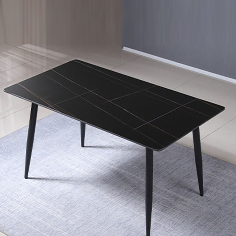 Modern Black Marble Counter Table Rectangle Dining Table for Kitchen