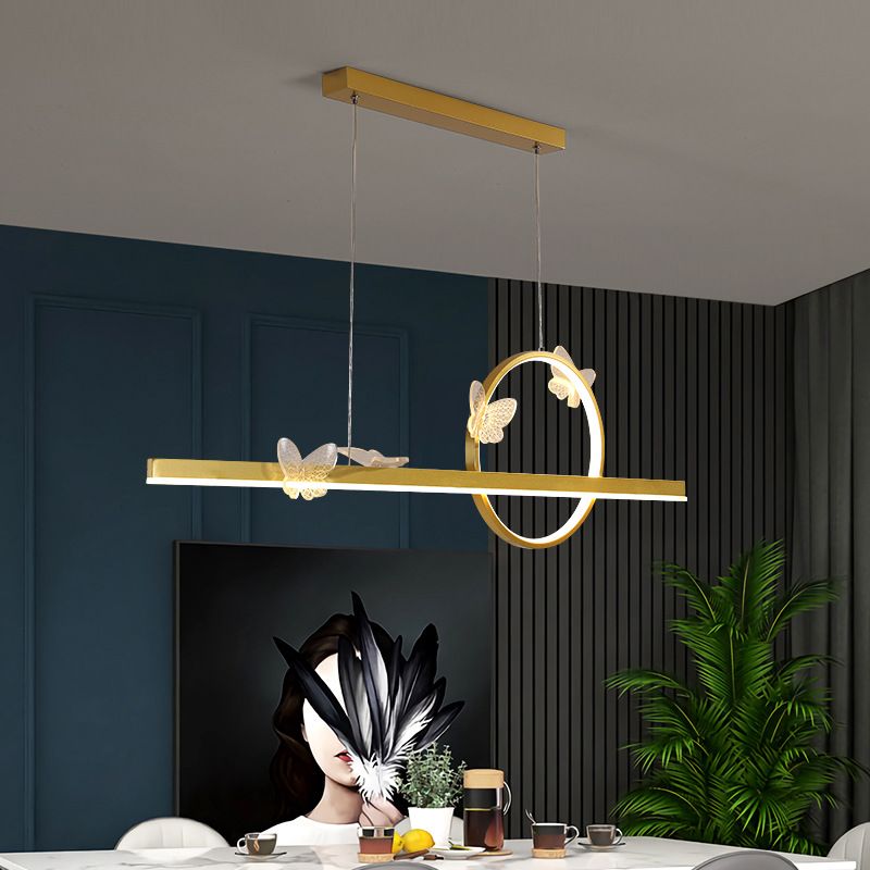 Colgante moderno de la isla de mariposa de oro de la isla de metal para el comedor