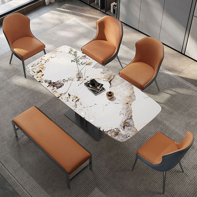 Contemporary Wingback Side Chair Faux Leather Armless Dining Chairs