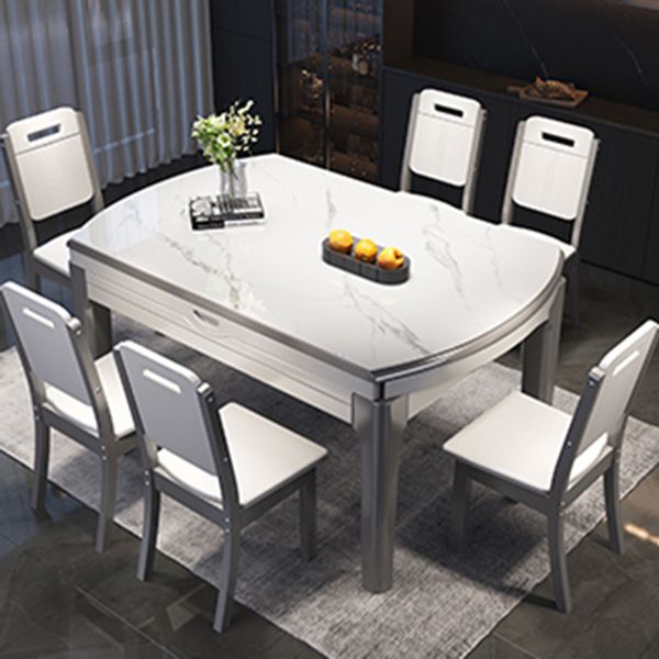 Modern Extendable Round Dining Table with Double Drop Leaf for Dining Room
