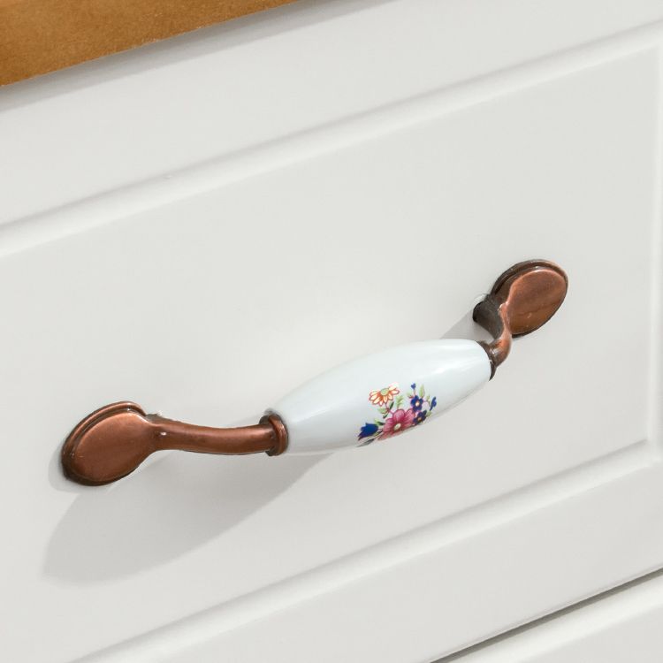 Modern Style Wooden Chest Bedside Storage Chest with Ceramic Handle