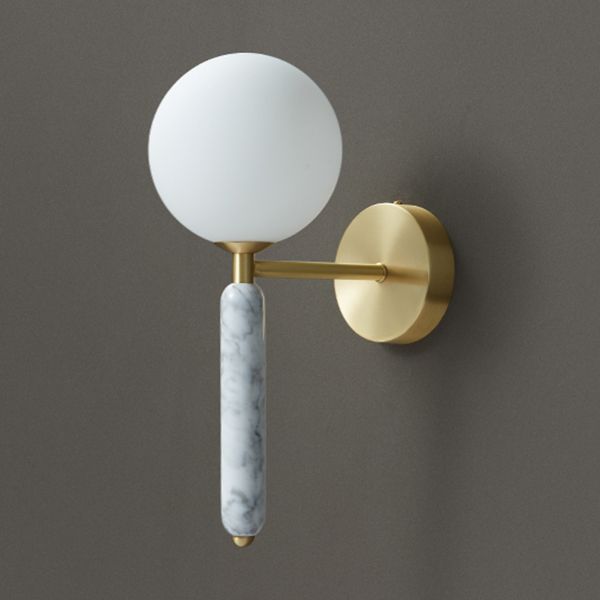 Zeitgenössische einfache Wandleuchte ein Kopf Marmorglas Wandmontage Leuchte für Wohnzimmer