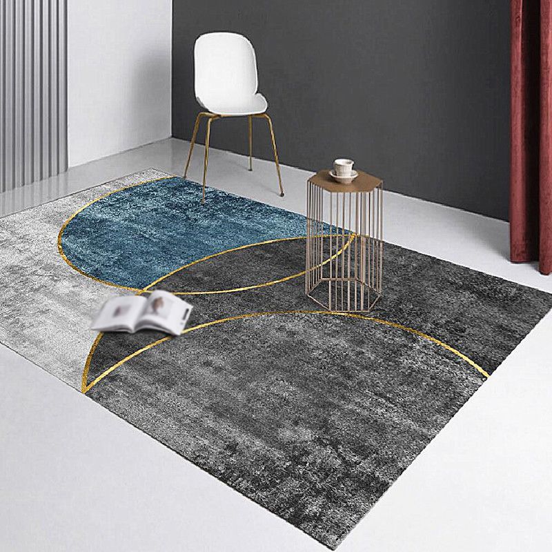 Alfombra de lujo verde oscuro alfombra gráfica de poliéster rugf sin deslizamiento para sala de estar para sala de estar