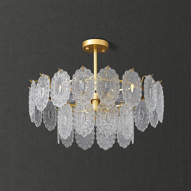 Modern Style Chandelier Light Fixture Metal Chandelier with Glass Shade