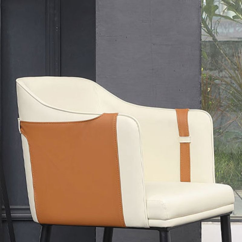 Contemporary Arm Chair Home Faux Leather Upholstered Dining Chair