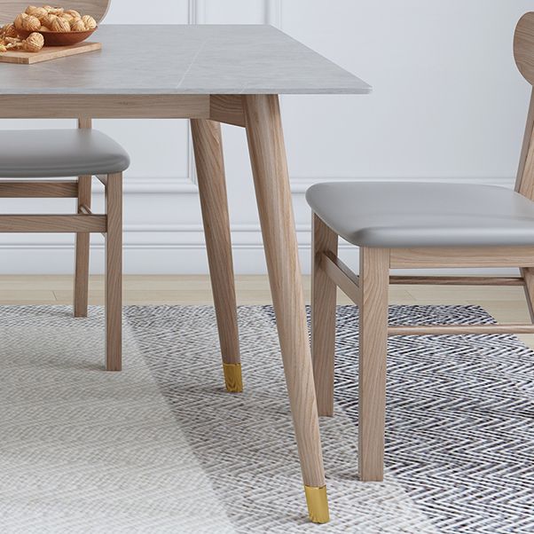 Rectangle Grey Tone Dining Table Sintered Stone Table Luxury Style with 4 Legs