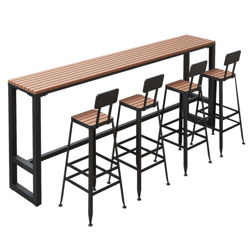 Modern Table Set 1/4/5 Pieces Bar Rectangle Bar Table with Metal High Stools for Kitchen