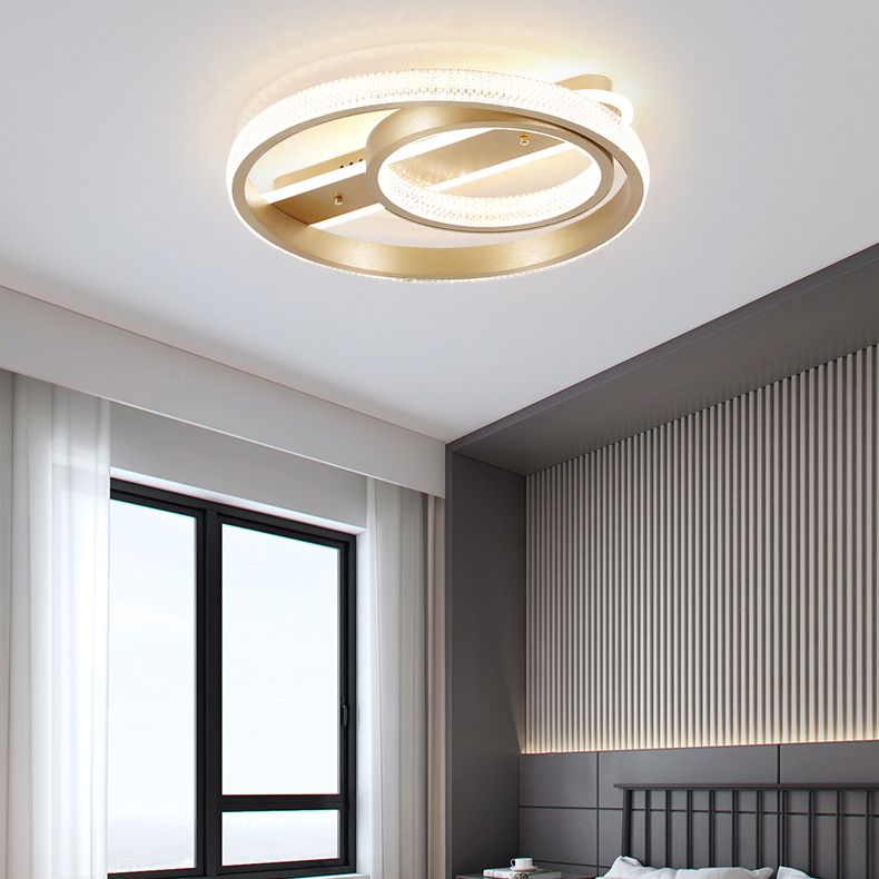 LED Flush Mounted Ceiling Lights with Acrylic Shade Gold Simplicity Lighting Fixture