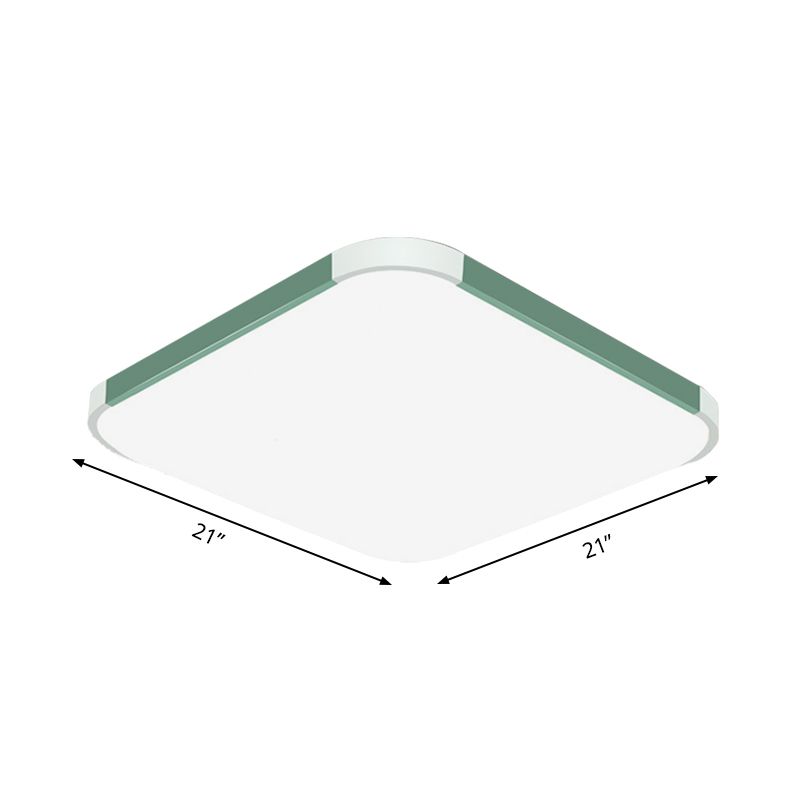 Geometric Flush Mount Lamp Macaron Acrylic Pink/Yellow/Blue LED Flush Mount Lamp, 12"/15"/17" Wide in White/Warm