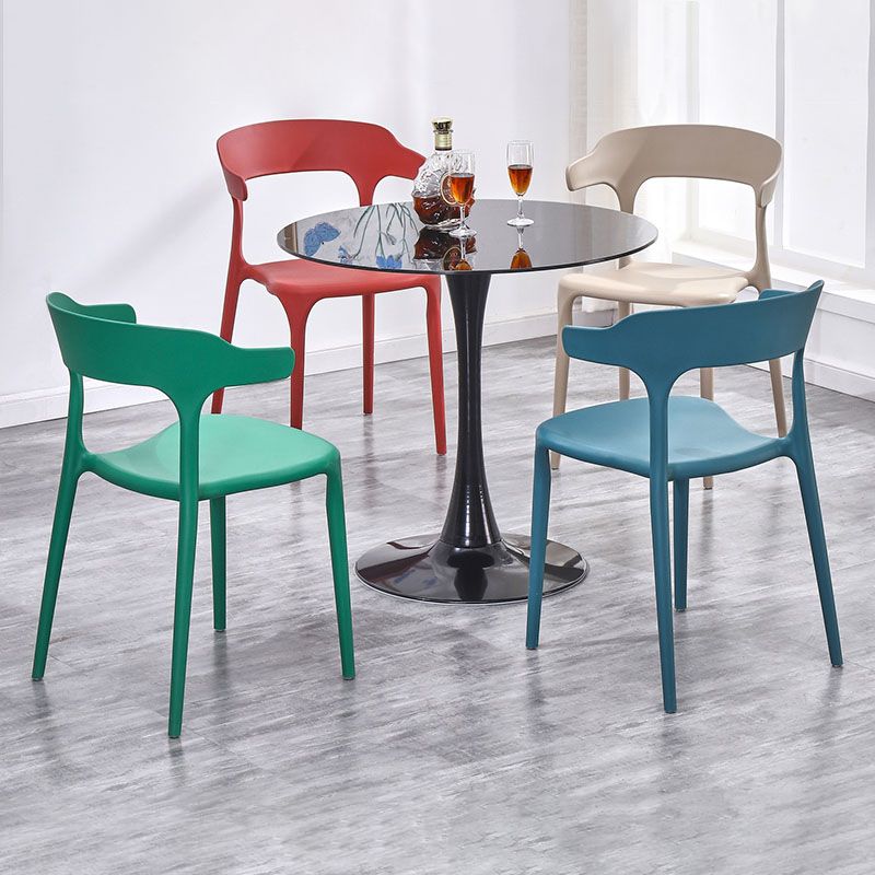 Fauteuils de salle à manger en plastique, fauteuils empilables à dos ouvert de cuisine d'intérieur