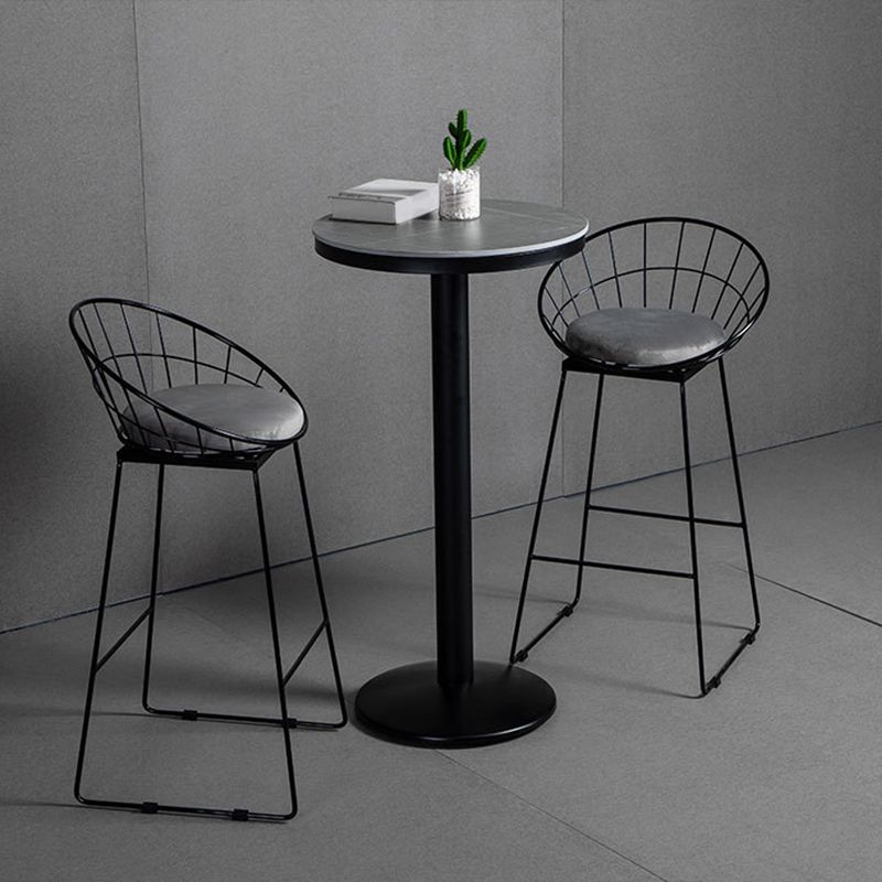 1/2/3 Pieces Round Bar Table Set Stone Bar Table with Upholstered Bar Stools