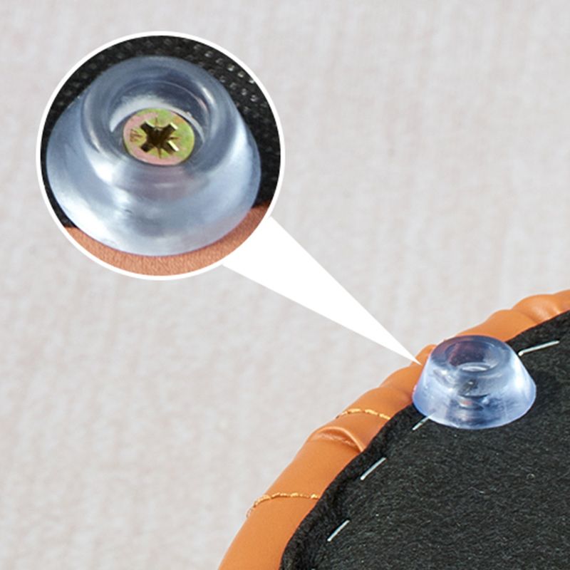 Contemporary Pouf Ottoman Faux Leather Upholstered Solid Color Round Ottoman