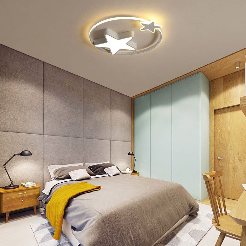 Minimalist Star Massimale Flush Light Metal Childrens Bedroom LED Flush Mount in Remote Control Stepless Dimming