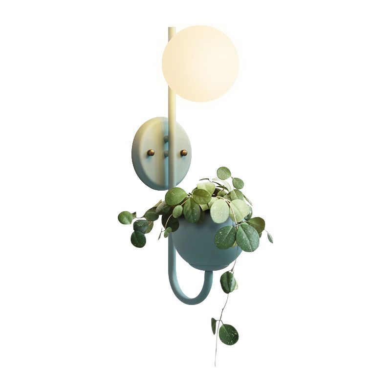 Nordic Style Iron Wall Lamp Ball Shape Wall Light for Bedroom (Included Plant)