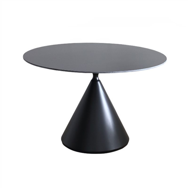 Modern Stone Pedestal Dining Table Matte Finish Round Table for Kitchen