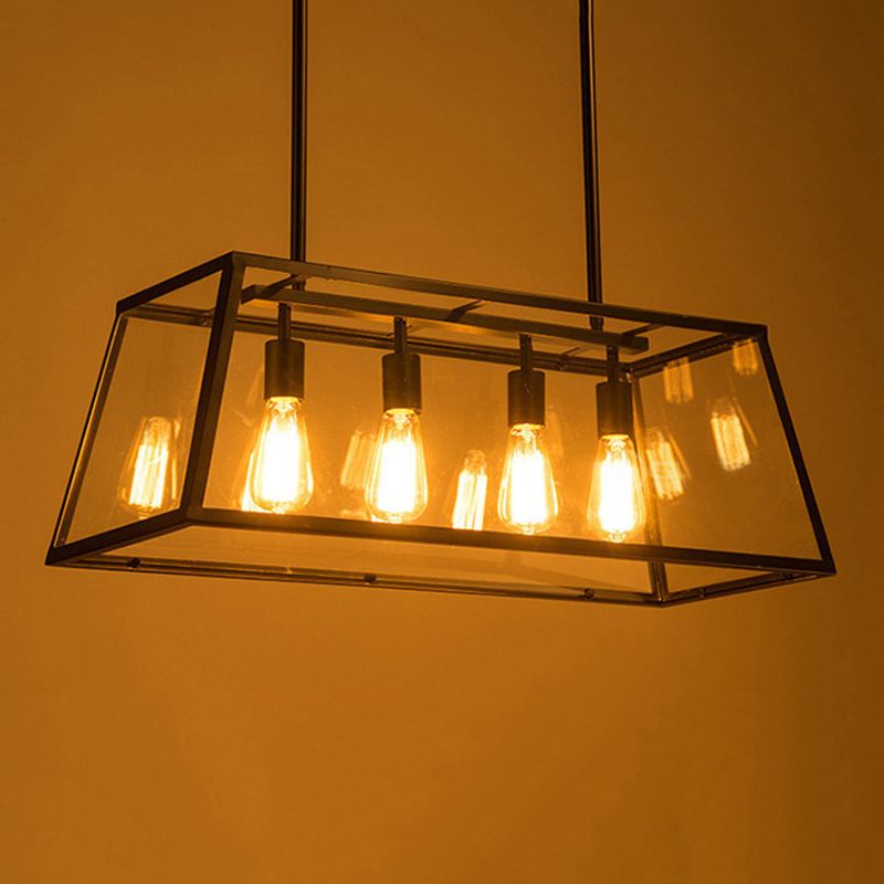 Industrial Trapezoid Island Lighting Metal Multiple-Light Island Pendant