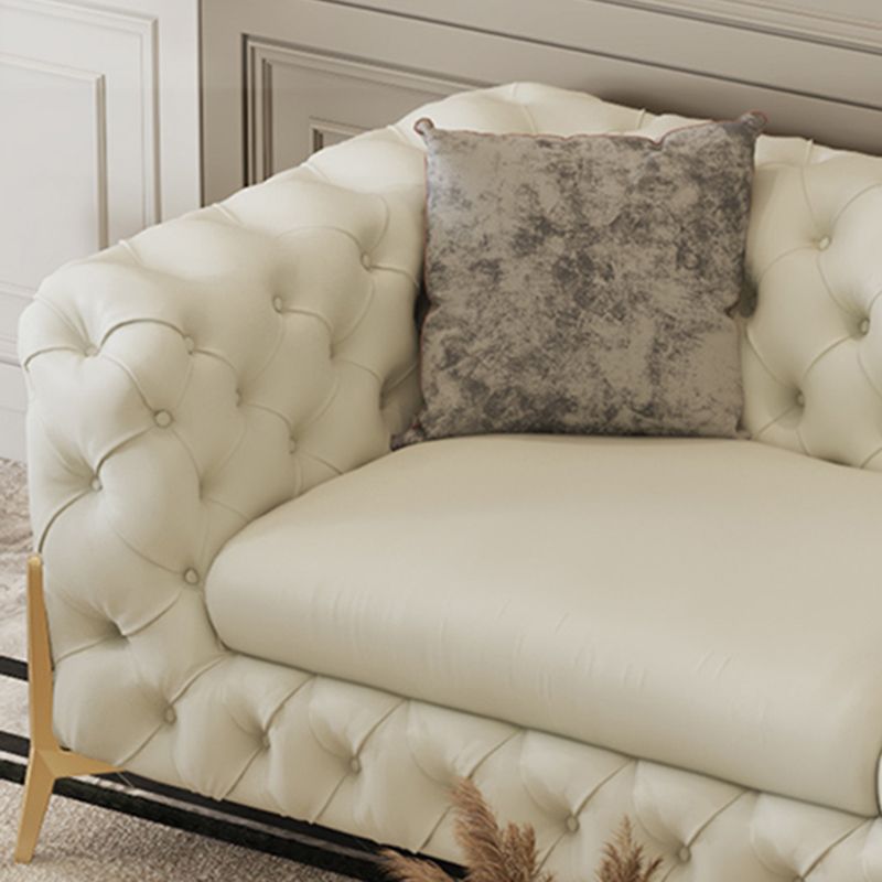 27.95 "H zeitgenössischer Glamderleder beige Smoking -Armsofa für Wohnzimmer
