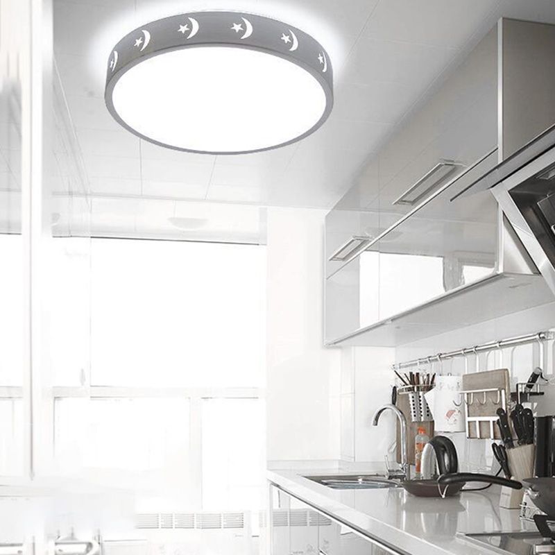 Simple Style Led Flush Mount Lighting Silver Light Metal Round Surface-Mounted Led Ceiling Light