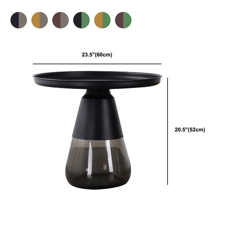 Mid-Century Modern Coffee Table Metal Tray Top Round Single Coffee Table