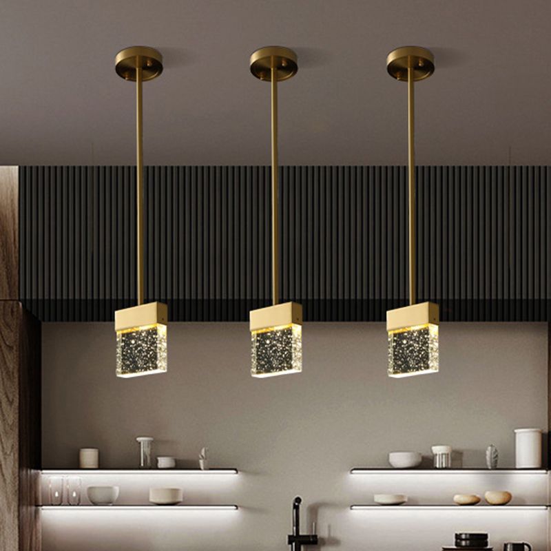 Clear LED Down Mini Pendant Modern Bubble Crystal Cuboid Pendant Ceiling Light for Dinning Room