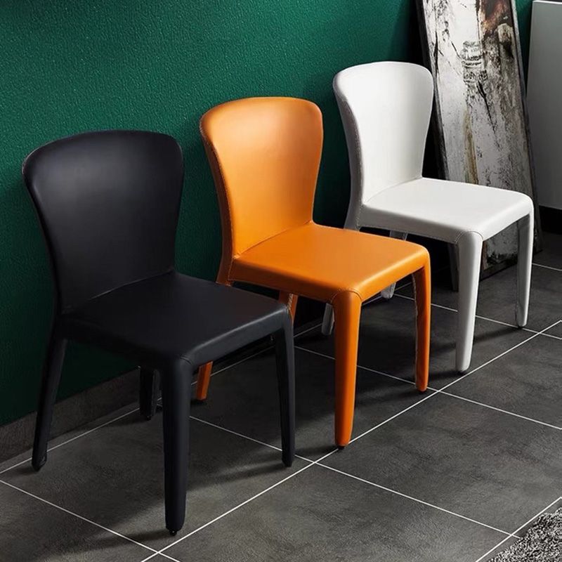 Silla auxiliar de comedor de metal de estilo contemporáneo, sillas laterales sin brazos para cocina
