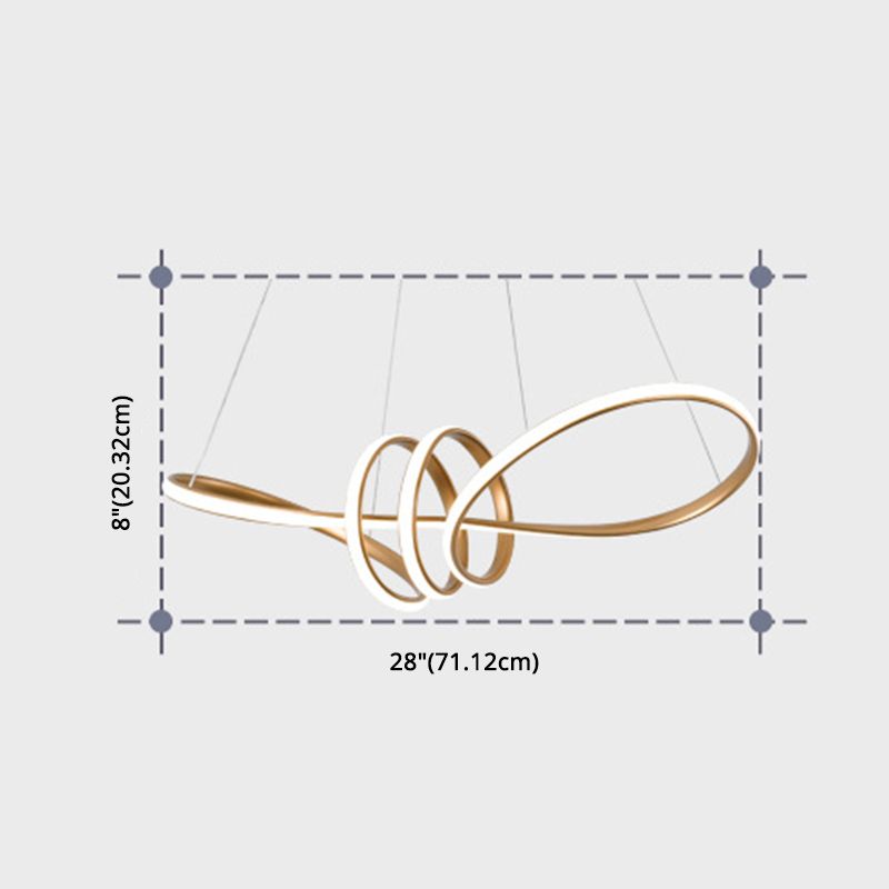 Minimalistischer Knoten geformtes Lampe Acrylrestaurant LED linearer Kronleuchter in Gold