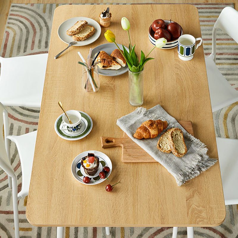 Contemporary Rectangular Wooden Dining Table with Steel Legs for 4 People