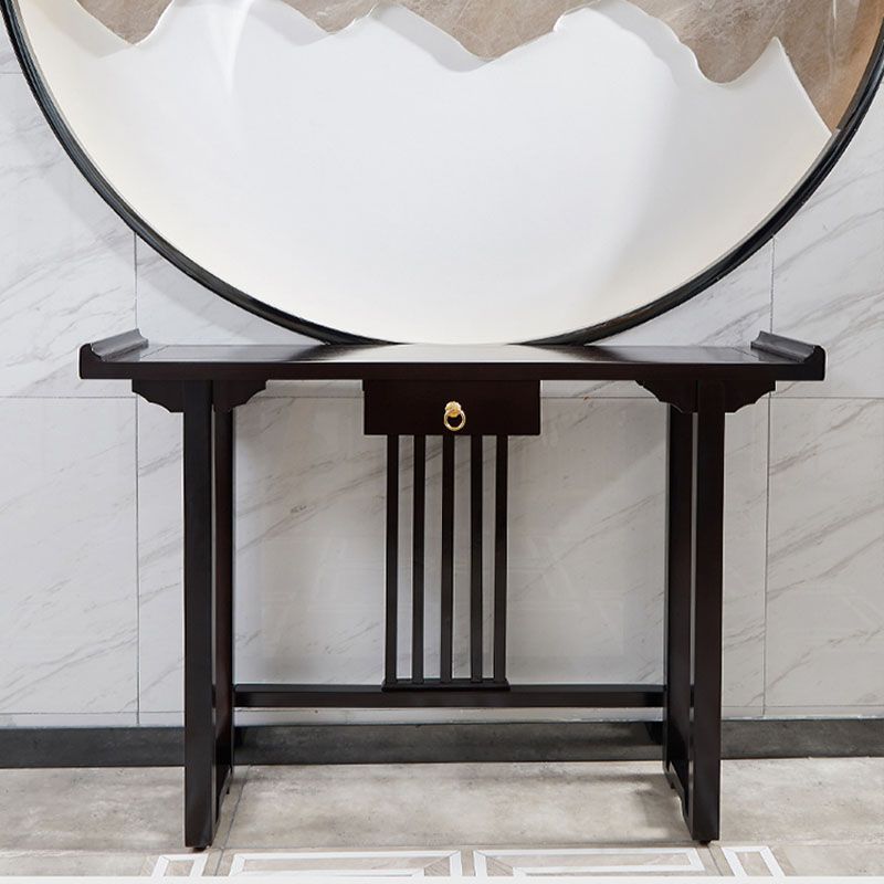 Pine Console Table Mid-Century Modern Rectangle Accent Table for Hall