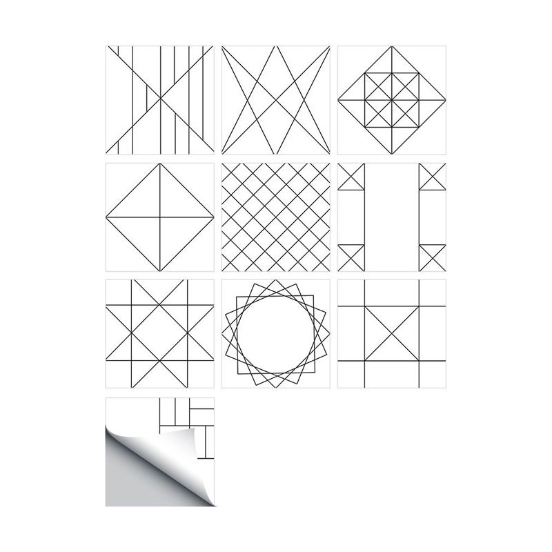 Grey Geometric Sketch Wallpapers Peel and Paste Wall Art for Washroom, 8' L x 8" W