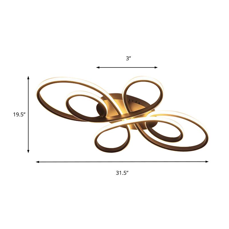 Acrylic Flower-Shaped Flush Mount Modernist 23.5"/31.5"/39" Wide Led White/Coffee Flush Ceiling Light Fixture in White/Warm Light