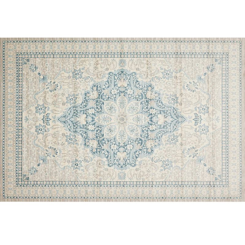 Traditional Ethnic Style Carpet Polyester Rug Non-Slip Backing Indoor Carpet for Home Decoration