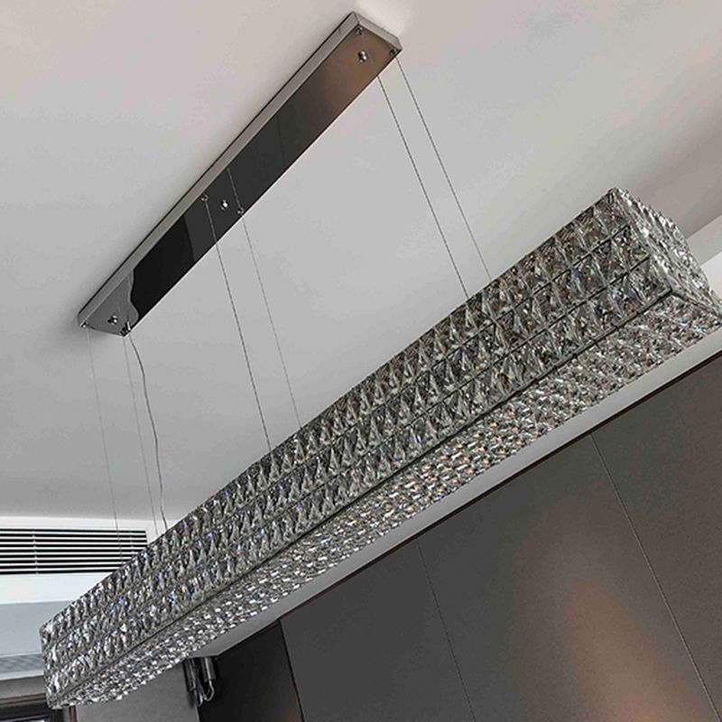 Contemporáneo de lámpara de cristal biselada Lámpara de lámpara de cristal lineal isla colgante para comedor