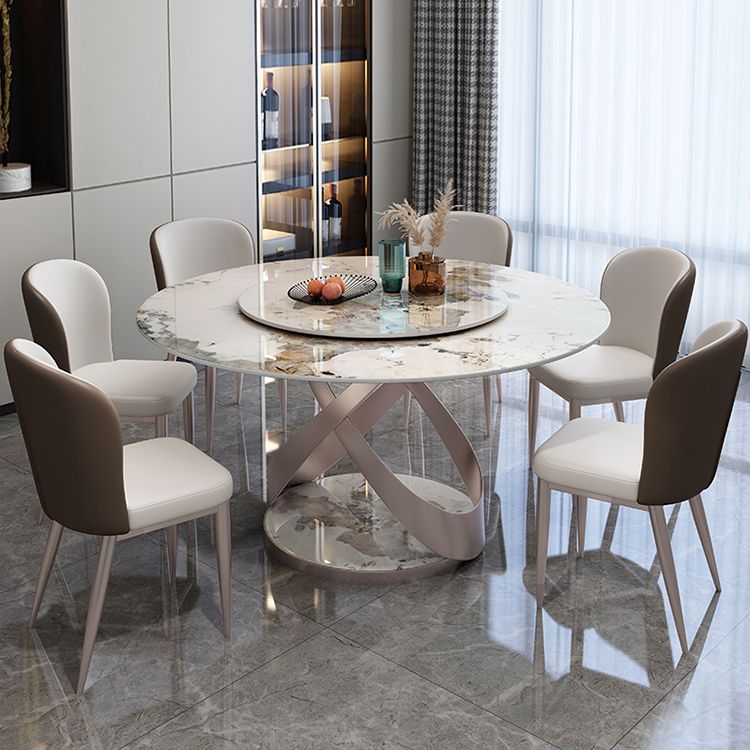 29.52''H Glam Round Dining Table Standard Sintered Stone Dining Table with Pedestal Base